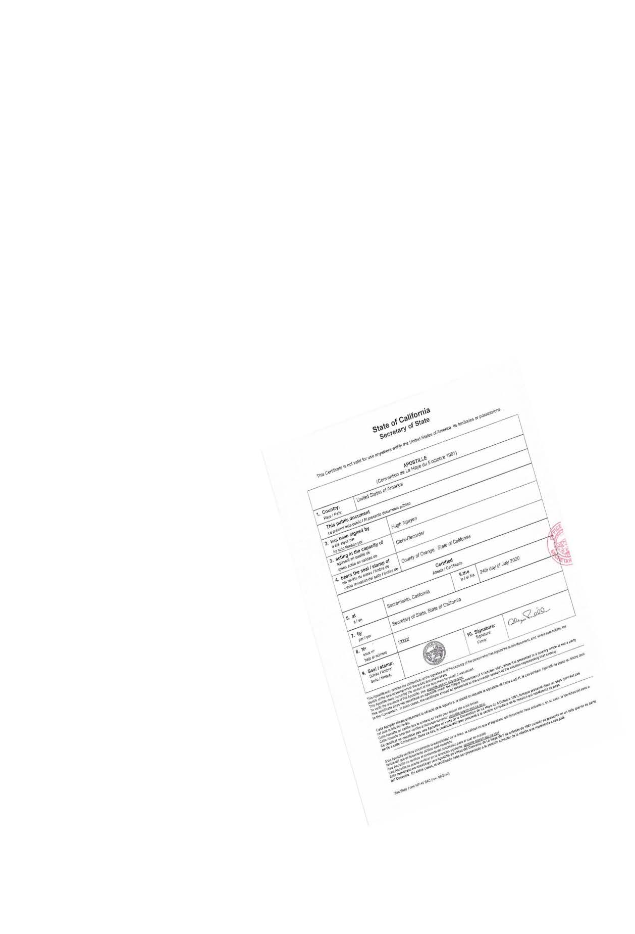 Apostilla de documentos — San Diego, California