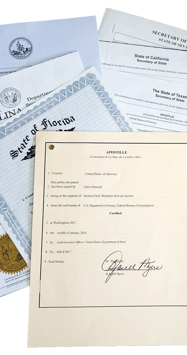 ejemplo de apostille en inglés emitida en Estados Unidos